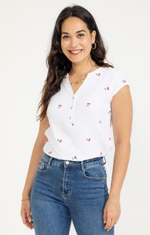 Blouse à broderie cerises