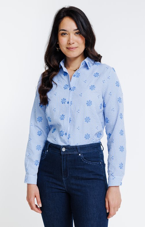 Chemise vichy à broderie fleurs