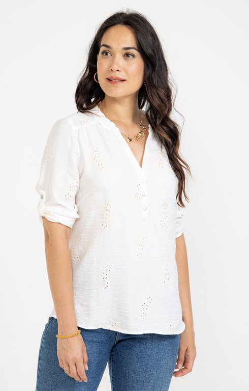 Blouse brodée avec détail de froufrou
