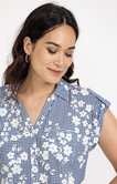 Chemise imprimée vichy et fleurs