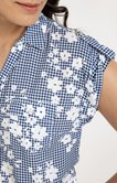 Chemise imprimée vichy et fleurs