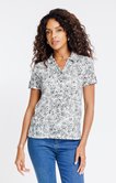 Tee-shirt col polo imprimé bicolore