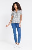Tee-shirt col polo imprimé bicolore