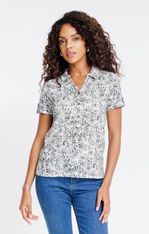 Tee-shirt col polo imprimé bicolore