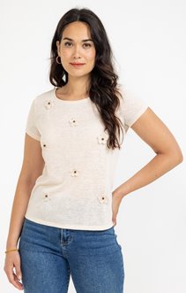 Tee-shirt fleurs manches courtes