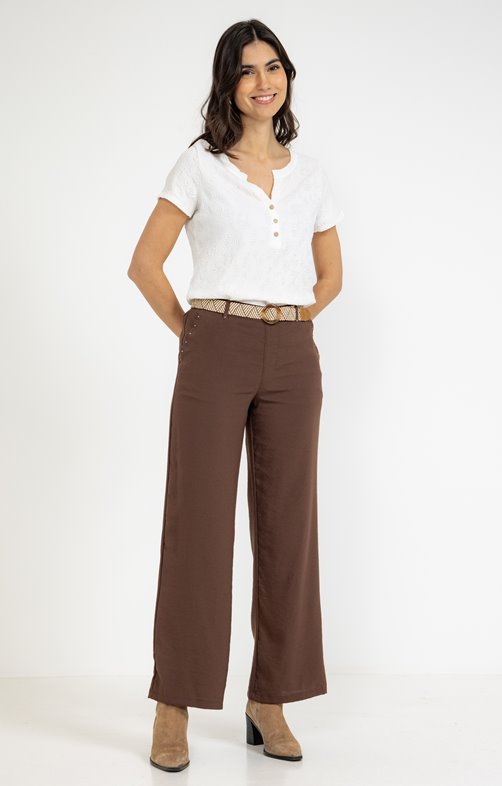 Pantalon extra large fluide et ceinture