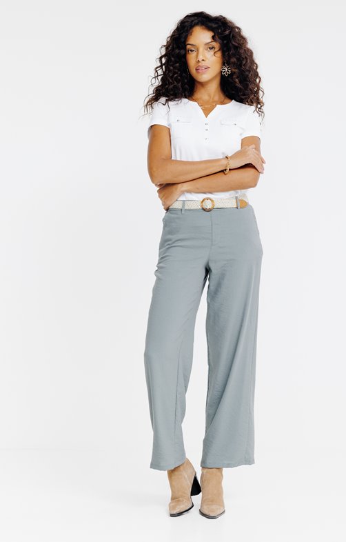 Pantalon extra large fluide et ceinture