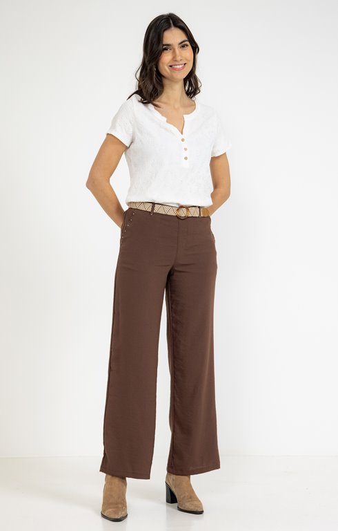 Pantalon extra large fluide et ceinture