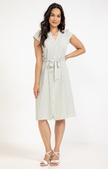 Robe rayée bouttonnée all over
