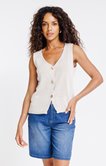 Cardigan sans manche boutons coquillages