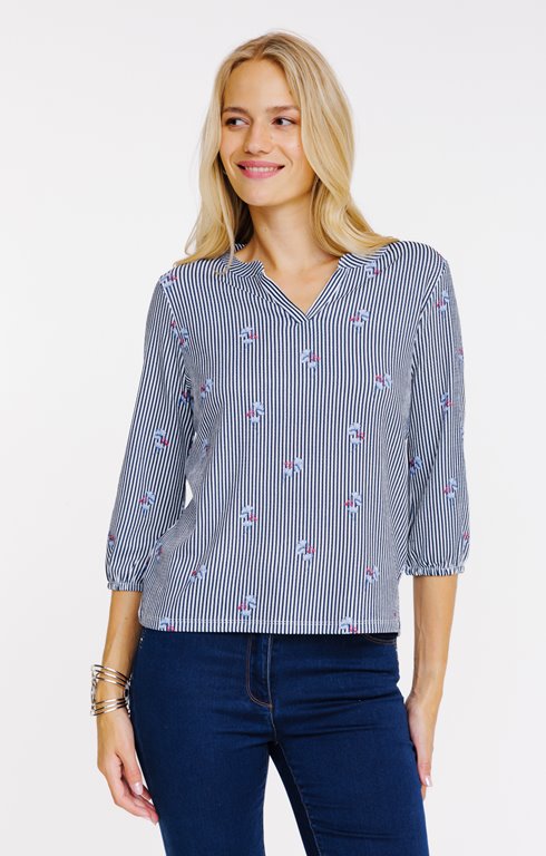 Tee-shirt rayé et imprimé fleurs