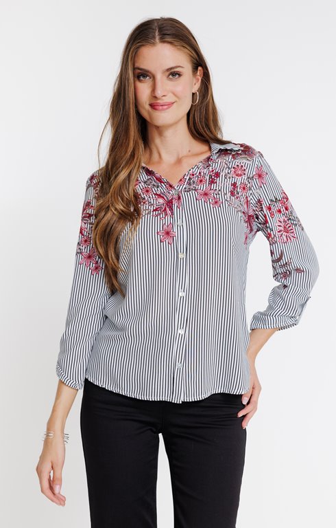 Chemise rayée imprimée