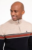 Pull col rond rayé Brique