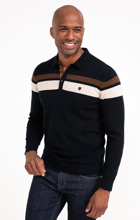 Pull col polo rayé Savane