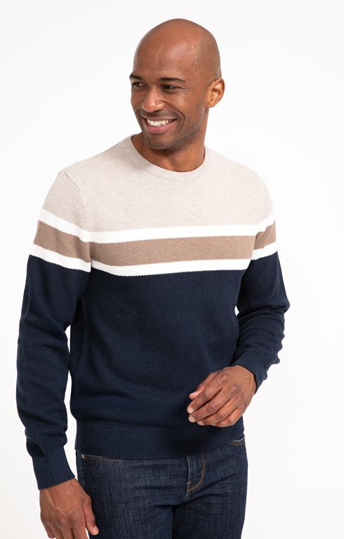 Pull col rond rayé Grady