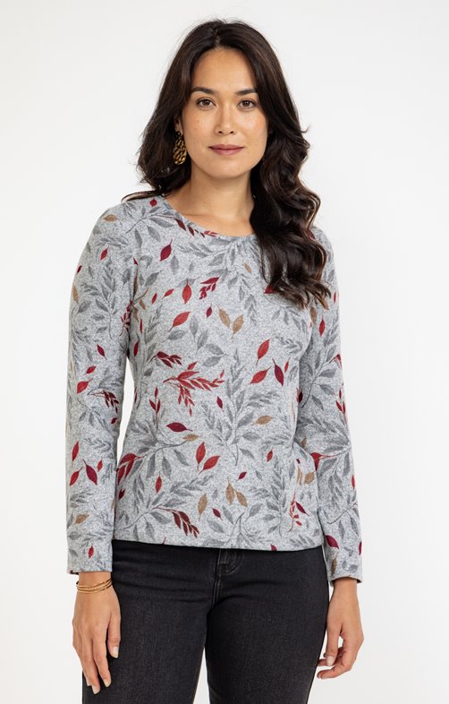 TEE-SHIRT IMPRIME FLEURS, COL ROND