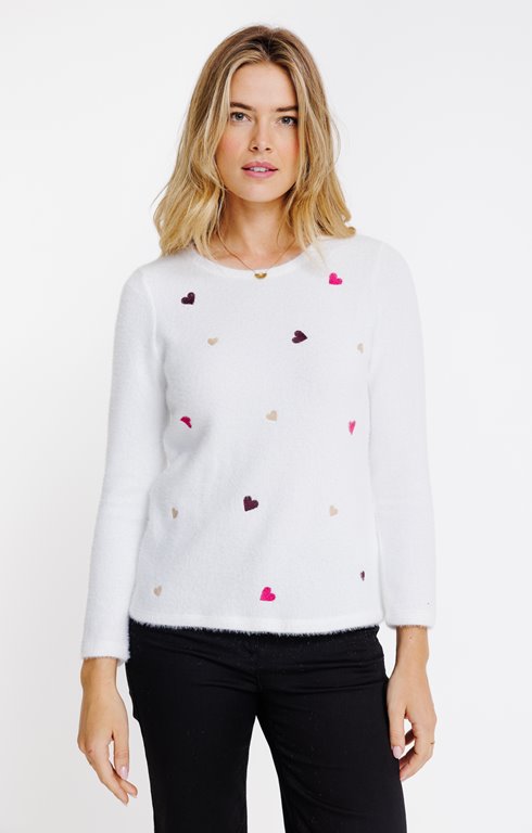 Tee-shirt à broderie coeurs