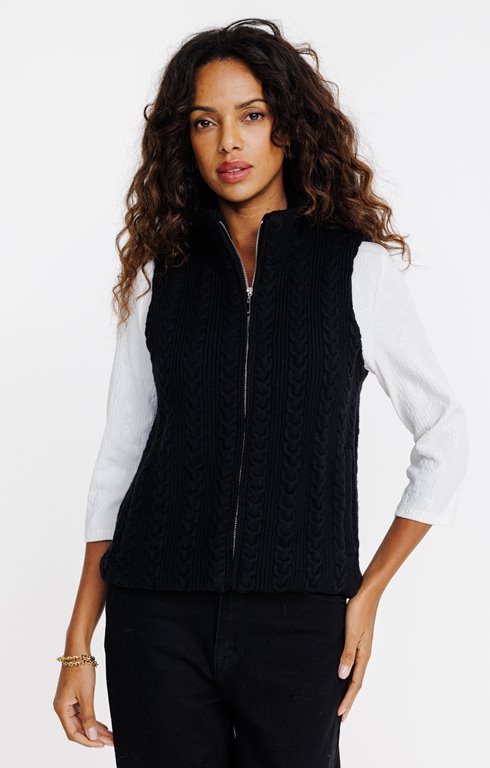 Cardigan sans manches détail torsadés