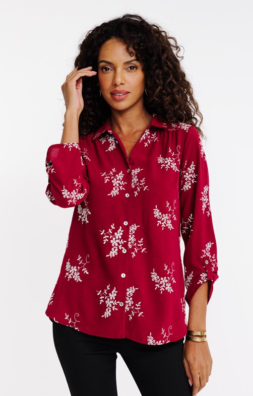 Chemise unie brodée