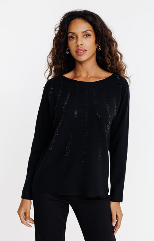 Pull rayures strass