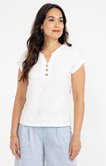 Tee-shirt uni brodé manches courtes