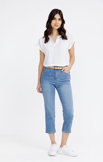 Corsaire denim avec ceinture fantaisie