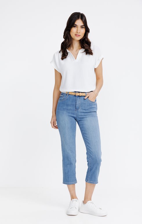 Corsaire denim avec ceinture fantaisie