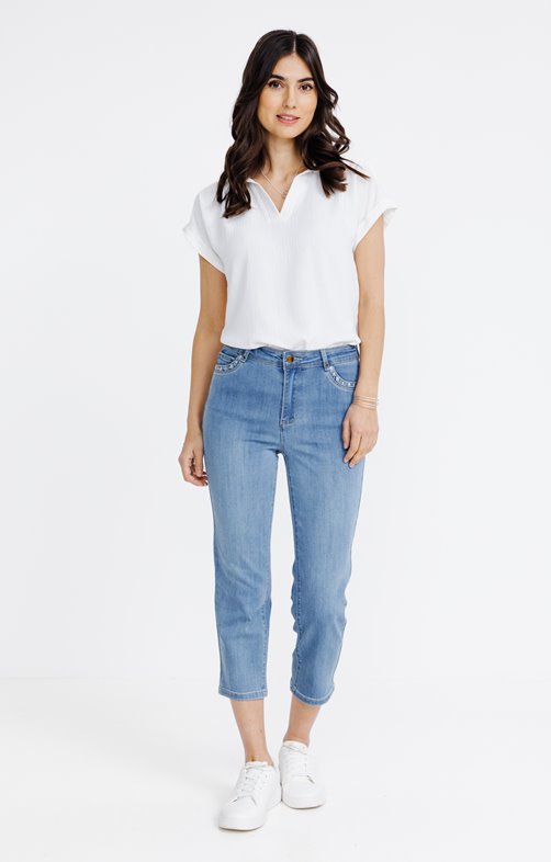 Corsaire en denim brodé