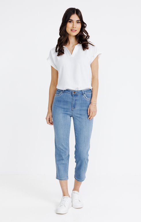 Corsaire en denim brodé