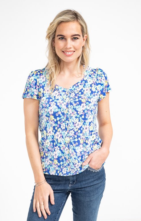 Tee-shirt boutonné imprimé floral