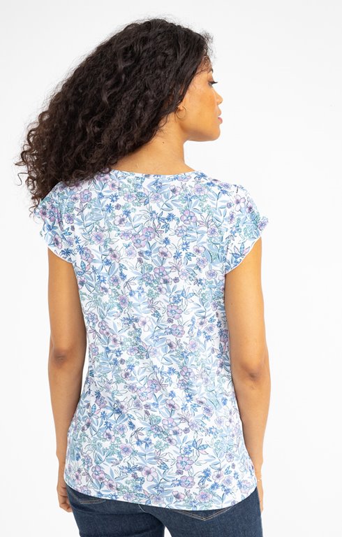 Tunique Femme Été Col V Boutonné Imprimé Floral – Blouse Fluide Grande Taille Casual Chic