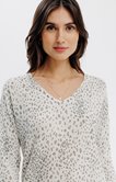 Pull col v maille brillante imprimé 
