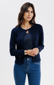 CARDIGAN COL ROND TRICOTAGE FANTAISIE