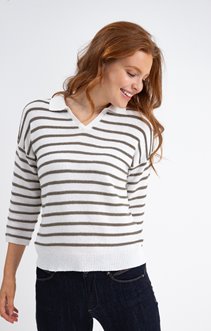 PULL COL POLO RAYÉ ALL-OVER 