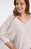 Pull col v maille brillante
