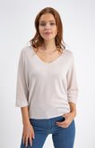 Pull col v maille brillante