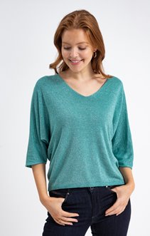 PULL COL V MAILLE BRILLANTE