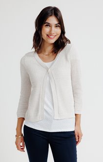 CARDIGAN COL V EN CÔTE ANGLAISE 