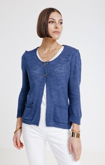CARDIGAN POCHES PLAQUE AVEC OEILLETS