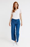 Pantalon fluide en viscose look denim