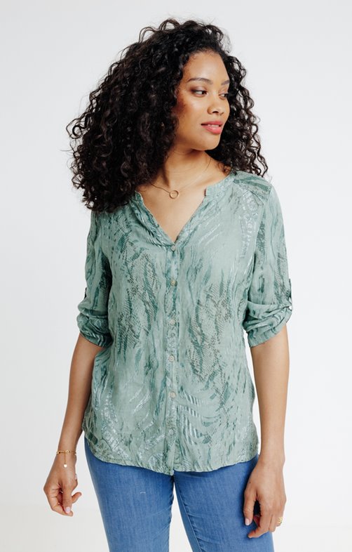 Chemise Femme En Lin Surdimensionnée Manches 3/4 - Style Longline Vintage, Boutonnée, Pour Bureau Ou Look Décontracté