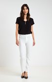 Pantalon 7/8 slim détails boutons pont