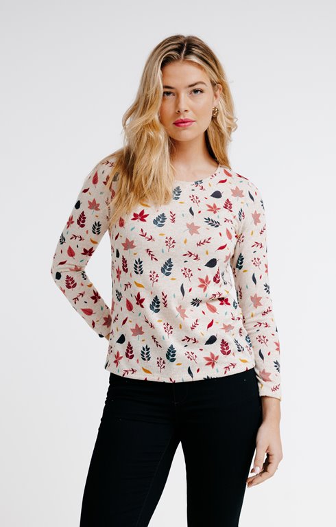 Tee-shirt imprimé feuille automne