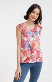 Débardeur été mix matière imprimé fleurs