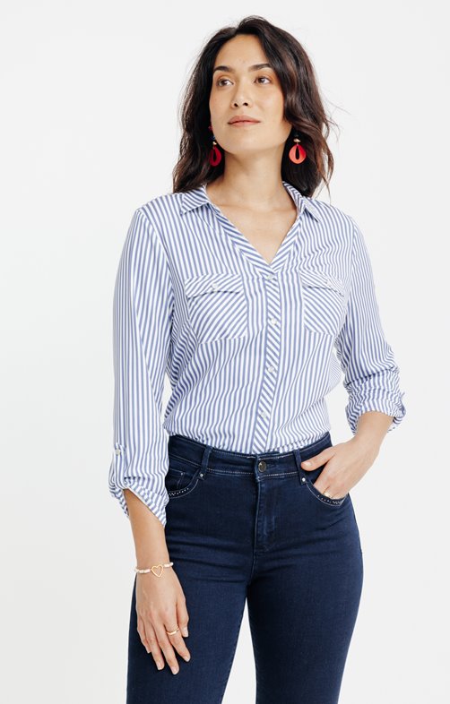 Chemise rayée avec boutons nacrés