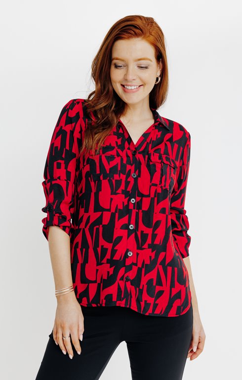 CHEMISE IMPRIME FEUILLAGE BICOLORE