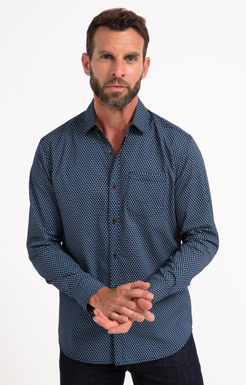 Chemise manches longues imprimé bleu