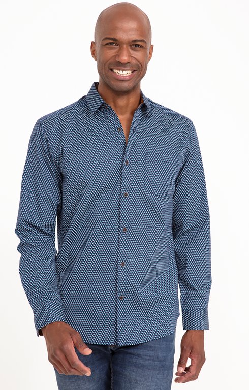 Chemise manches longues imprimé bleu