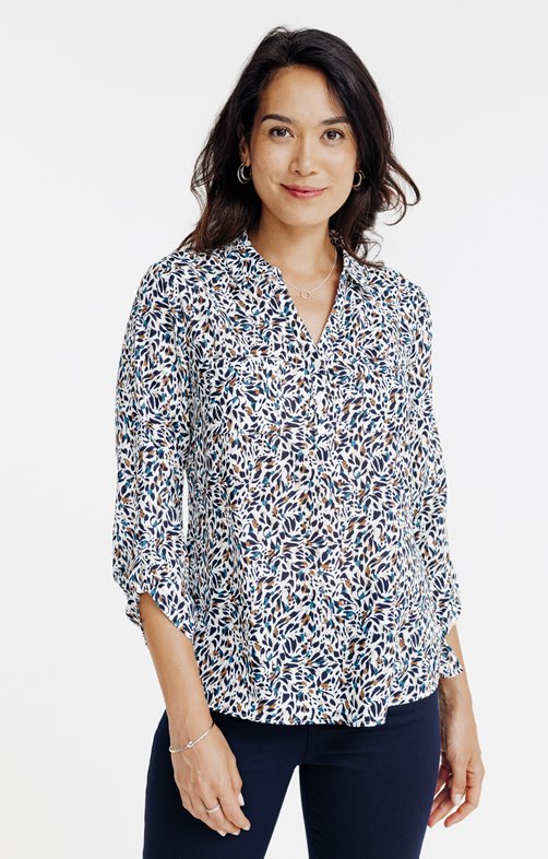 Tunique col chemise imprimée graphique