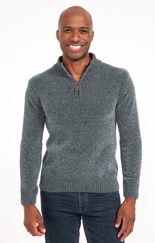 Pull col montant uni chenille